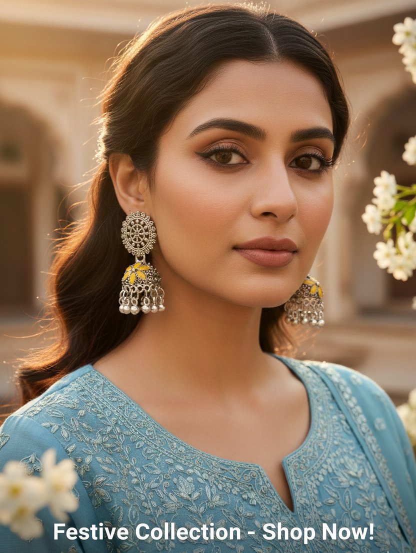 Royal Yellow Oxidised Floral Earring